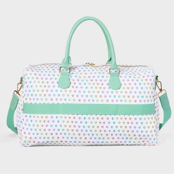 Roller Rabbit Mint Heart Print Weekender - Picture 2 of 3